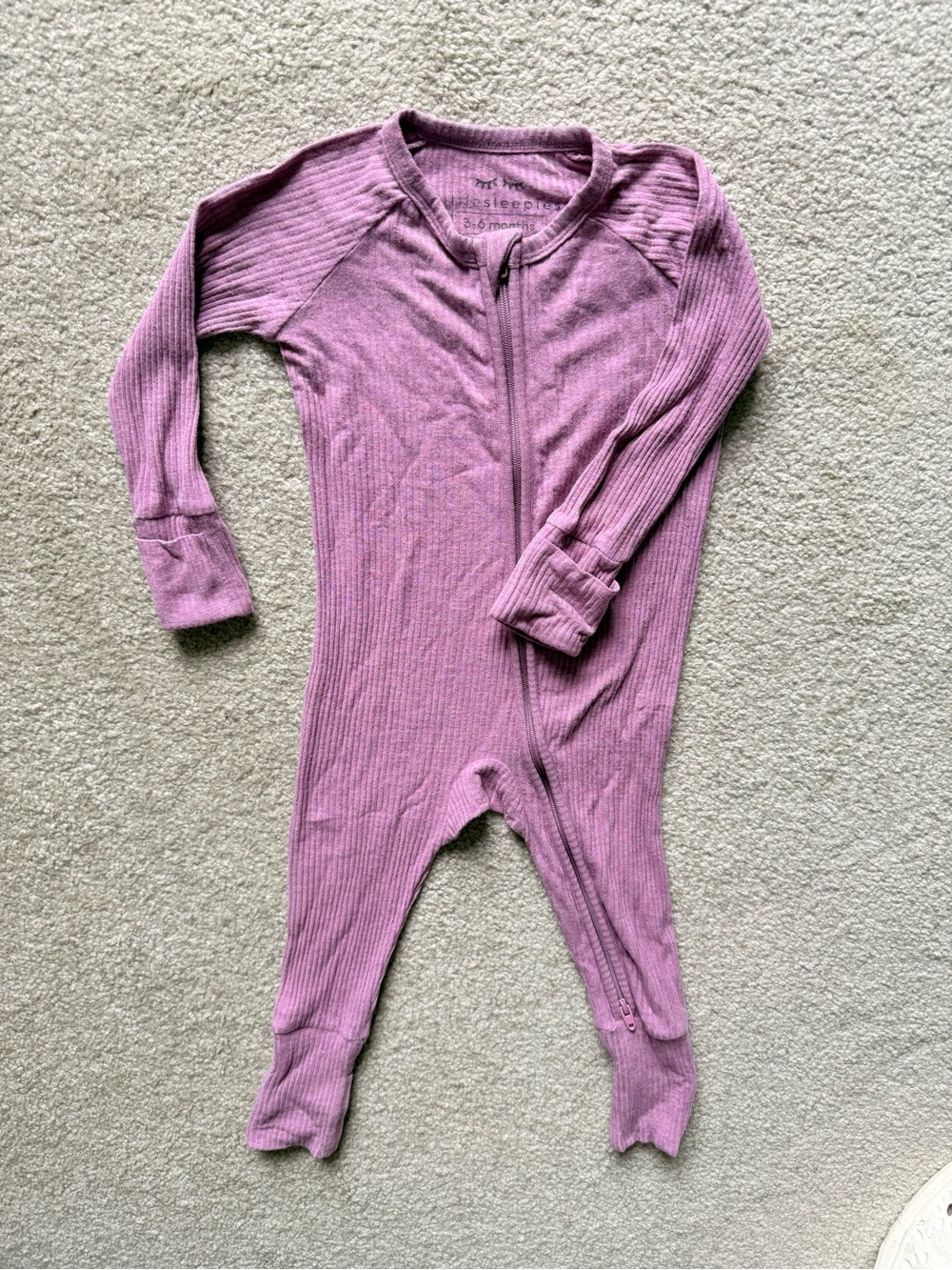 Little Sleepies Mauve Ribbed One-Piece Zipper Footed Pajamas
